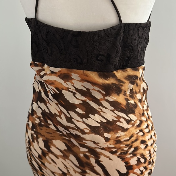 Leopard print mesh hanging from a gorgeous lace top. Form fitting on top. - Picture 3 of 8